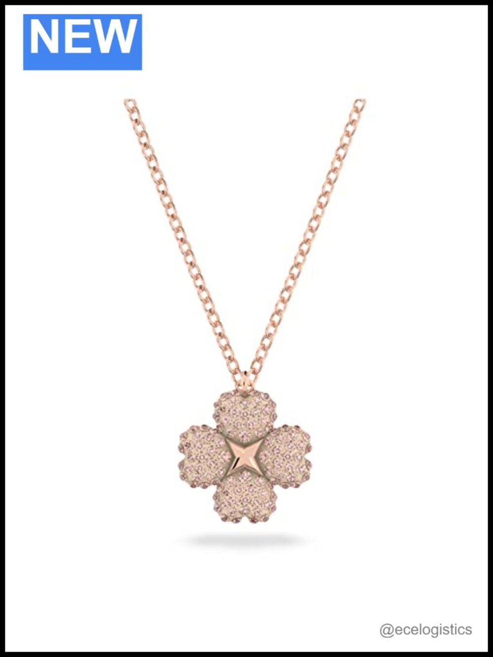 Swarovski Latisha Reversible Flower Pendant Necklace Rose Gold Tone Plated